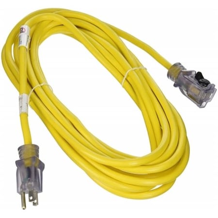 Prime SJTW Locking Extension Cord, 14 AWG, Outdoor, 14/3, 1 Outlets, Yellow, 25 ft ECPL511725